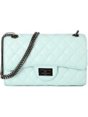 〽️Women's Light Blue Structured Purse Chain Strap Quilted Crossbody Shoulder Bag